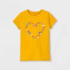 Girls' 'leaf Heart' Short Sleeve Graphic T-shirt - Cat & Jack Mustard Yellow