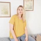 Women's Plus Size Short Sleeve Sandwash T-shirt - Ava & Viv Yellow X