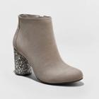 Women's Priscila Microsuede Glitter Heeled Bootie - A New Day Gray