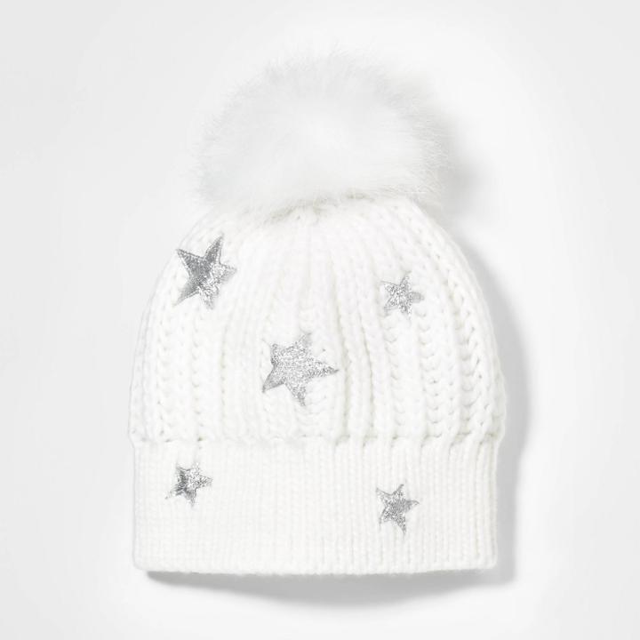 Girls' Chunky Knit Beanies - Cat & Jack Cream One Size, Girl's, Beige