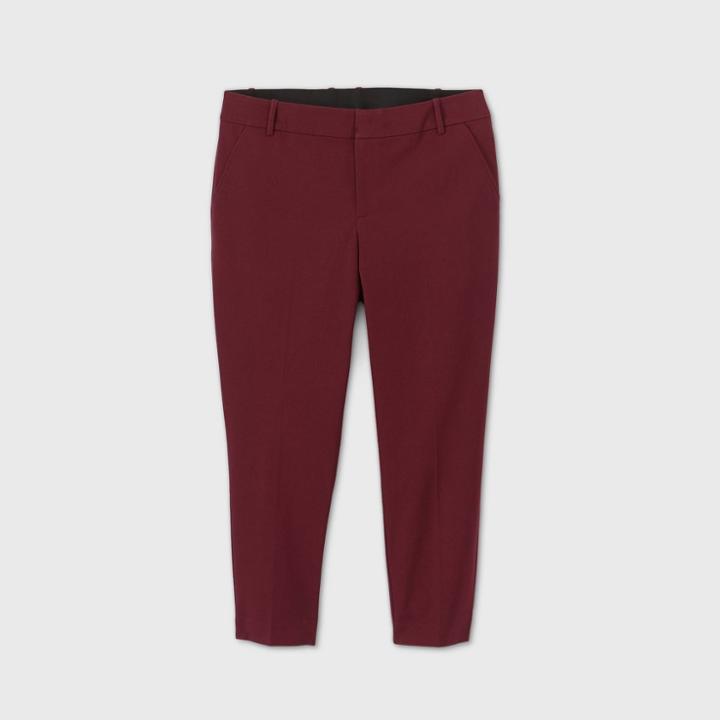 Women's Plus Size Mid-rise Ankle Length Pants - Ava & Viv Red