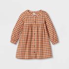 Toddler Girls' Gingham Button-front Long Sleeve Dress - Just One You Made By Carter's Orange