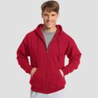 Hanes Men's Ecosmart Fleece Full Zip Hooded Sweatshirt - Deep Red