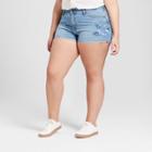 Women's Plus Size Embroidered Jean Shorts - Universal Thread Light Wash