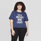 Modern Lux Women's Plus Size Short Sleeve Round Neck Dog Mother Wine Lover Graphic T-shirt - Modern