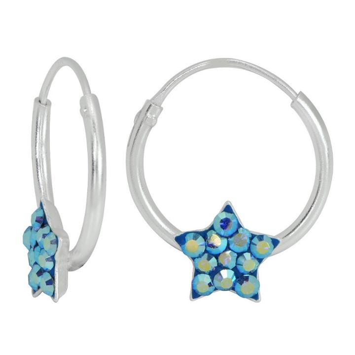 Target Girls' Sterling Silver Endless Hoop With Blue Crystal