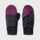 Women's Quilted Finger Less Flip Mitten Gloves - C9 Champion Black/purple