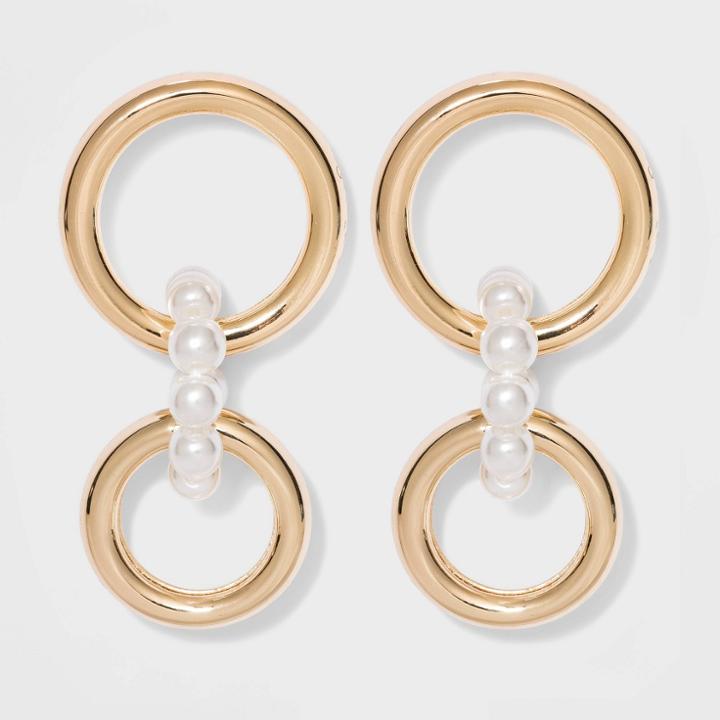 Sugarfix By Baublebar Link Hoop Earrings With Pearl - Pearl/gold