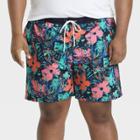 Men's Big & Tall 7 Floral Swim Trunk With Boxer Brief Liner - Goodfellow & Co Pink
