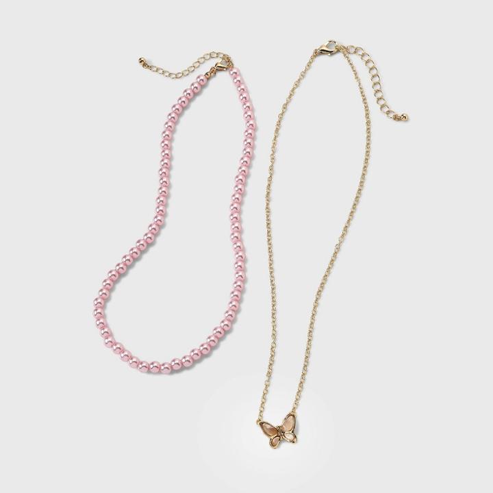 Girls' 2pk Pearl Necklace Set - Cat & Jack , White