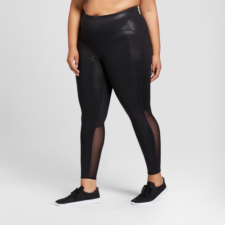 Plus Size Women's Plus High Rise 7/8 Shine Leggings - Joylab Black