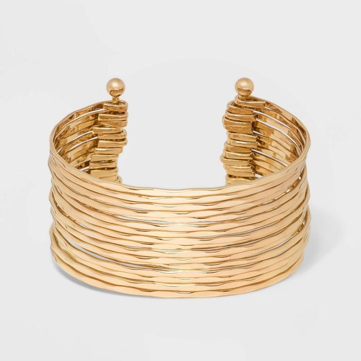 Hammered Metal Cuff Bracelet - A New Day Gold