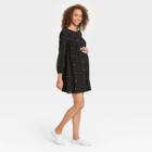 The Nines By Hatch Floral Print Balloon Long Sleeve Crepe Maternity Dress Black