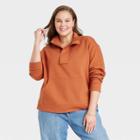 Women's Plus Size Quarter Zip Sweatshirt - A New Day Orange