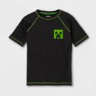 Boys' Minecraft Rash Guard Swim Shirt - Black