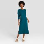 Women's Puff Long Sleeve T-shirt Dress - Universal Thread Blue