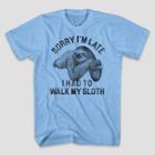 Mad Engine Men's Walk Sloth Short Sleeve Graphic T-shirt Light Blue Heather