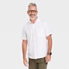 Men's Standard Fit Knit Short Sleeve Button-down Shirt - Goodfellow & Co True White