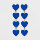 Sugarfix By Baublebar Stacked Heart Drop Earrings - Cobalt Blue