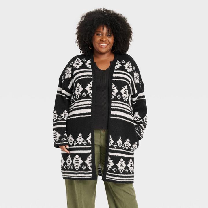 Women's Plus Size Open-front Cardigan - Knox Rose Black
