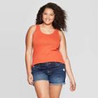 Women's Plus Size Sleeveless U-neck Rib Racerback Tank Top - Universal Thread Orange