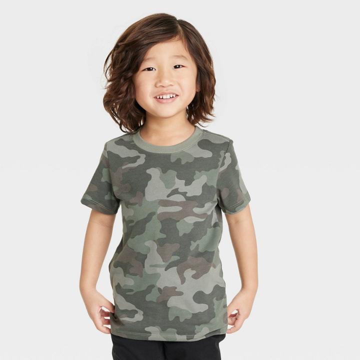 Toddler Boys' Short Sleeve Camouflage Jersey Knit T-shirt - Cat & Jack Green