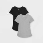 Maternity Short Sleeve V-neck Side Shirred 2pk Bundle T-shirt - Isabel Maternity By Ingrid & Isabel Black/gray