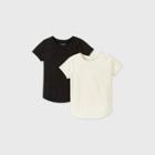 Girls' 2pk Short Sleeve Sparkle T-shirt - Cat & Jack Black/cream Xs, Black/ivory