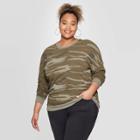Women's Camo Print Plus Size Long Sleeve Sweatshirt - Zoe+liv (juniors') - Green 1x, Women's,