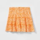 Girls' Tiered Floral Skirt - Art Class Orange