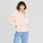 Women's Long Sleeve Turtleneck Ruffle Yoke Blouse - Who What Wear Peach (pink)