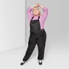 Women's Plus Size Square Neck Satin Overalls Jumpsuit - Wild Fable Black 4x, Women's,