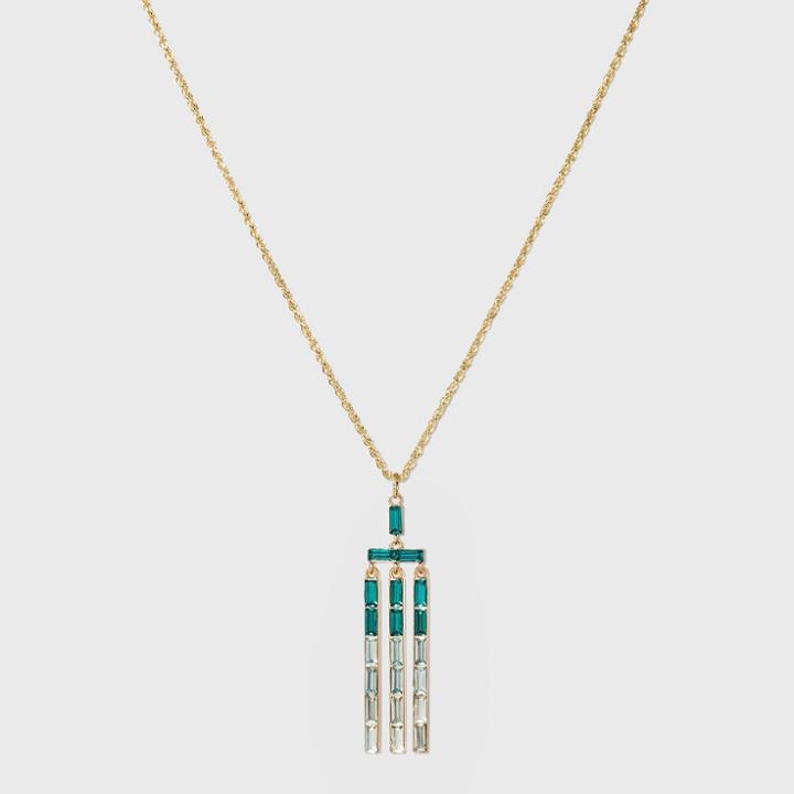 Baguette Stone Waterfall Pendant Necklace - A New Day Green