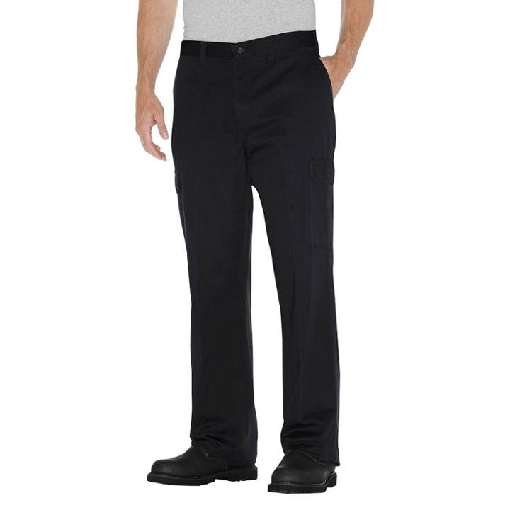 Dickies Men's Loose Straight Fit Cotton Cargo Work Pants- Black