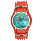 Boum Originaire Ladies Marbelized Dial Leather-band Watch - Red