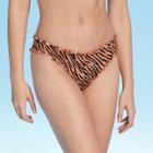 Women's Ruffle Cheeky Bikini Bottom - Shade & Shore Tiger Animal Print Xs, Women's, Brown