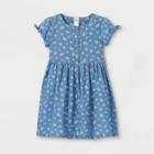 Oshkosh B'gosh Toddler Girls' Floral Chambray Short Sleeve Dress - Blue