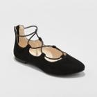 Girls' Evita Wide Width Ballet Flat - Cat & Jack Black 5w,
