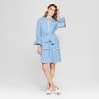 Women's Long Blouson Sleeve Mini Dress - Who What Wear Blue/white Check