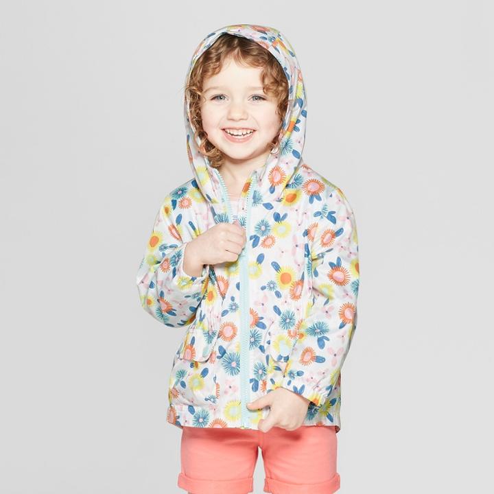 Toddler Girls' Printer Windbreaker - Cat & Jack White
