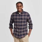 Mens Standard Fit Long Sleeve 2-pocket Flannel Button-down Shirt - Goodfellow & Co Navy