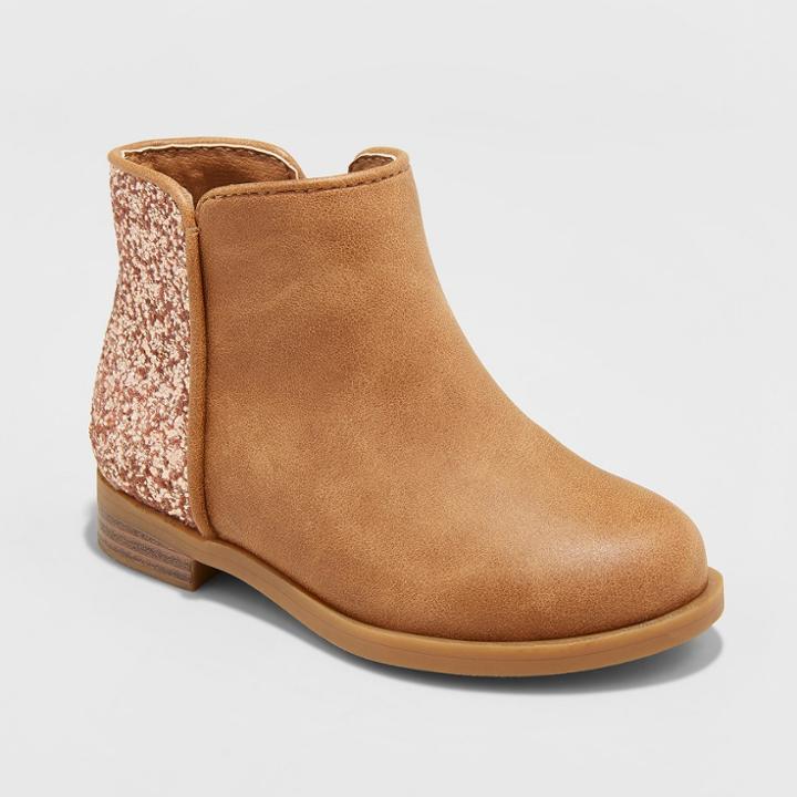 Toddler Girls' Etoile Ankle Fashion Boots With Glitter - Cat & Jack Cognac