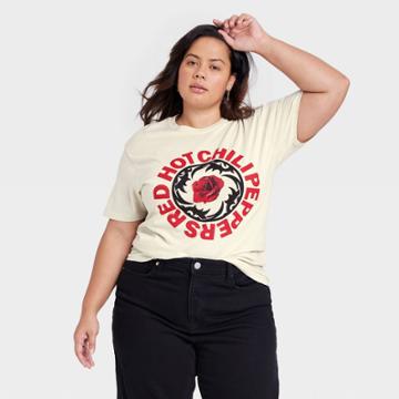 Merch Traffic Women's The Red Hot Chili Peppers Plus Size Short Sleeve Graphic T-shirt - Beige