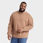 Men's Big & Tall Standard Fit High Neck Zip-up Sweatshirt - Goodfellow & Co Brown
