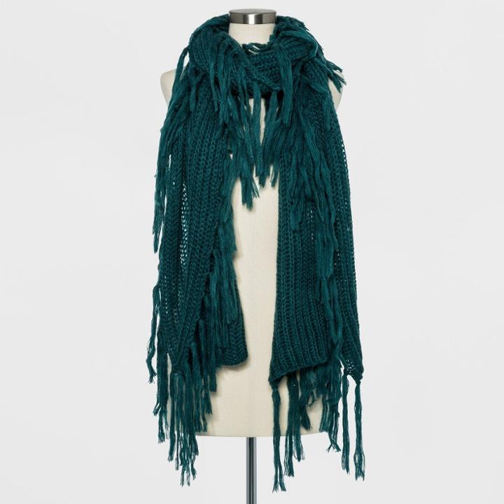 Women's Knit Scarf With Fringe - A New Day Green