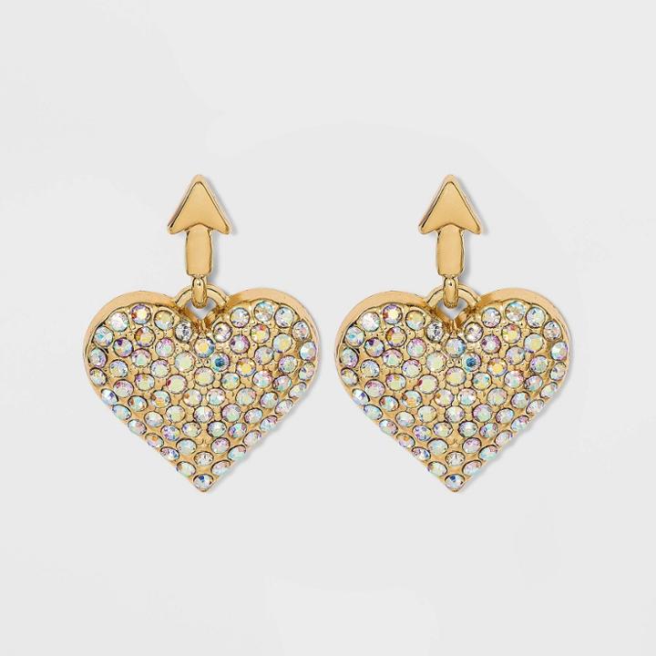 Sugarfix By Baublebar Crystal Cupid's Heart Drop Earrings - Gold