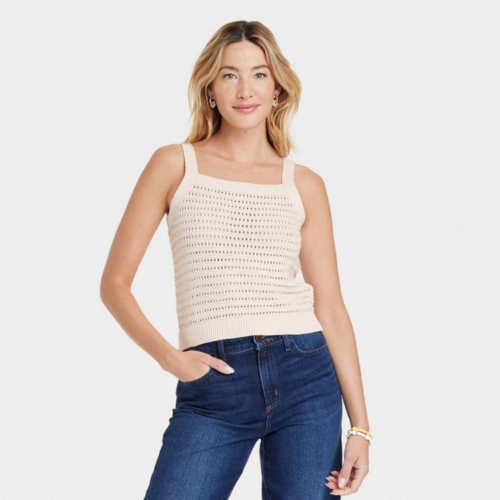 Women's Sweater Tank Top - Universal Thread Cream
