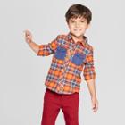 Genuine Kids From Oshkosh Toddler Boys' Long Sleeve Flannel Shirt - Orange