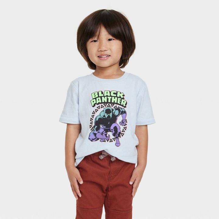 Toddler Boys' Marvel Black Panther Short Sleeve Graphic T-shirt - Blue