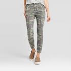 Women's Camo Print Mid-rise Ankle Length Chino Pants - Knox Rose Gray